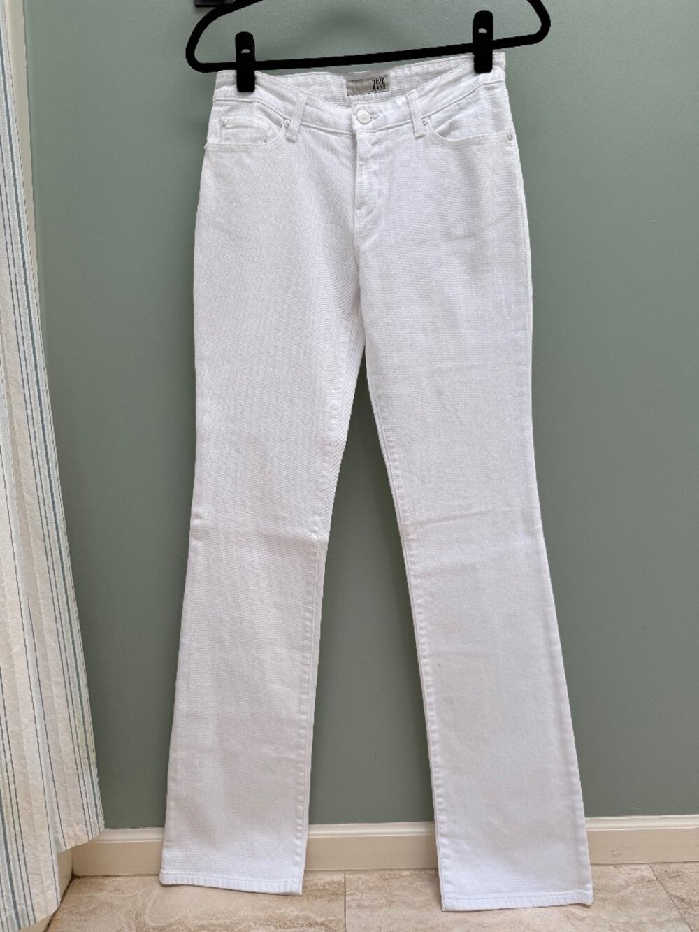 NWT David Kahn Emily Original Boot White Mid Rise Jeans Sz 4 35" Inseam USA